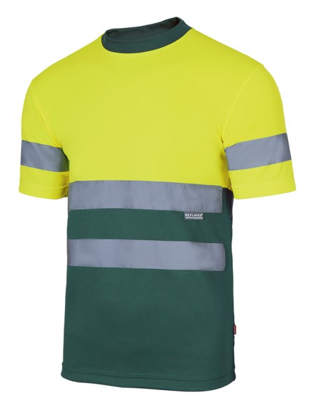 CAMISETA BICOLOR AV. A.FLUOR/VERDE S-3XL